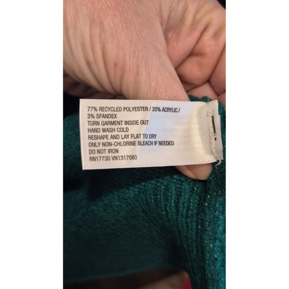 A New Day Womens Ciao Ciao Sequin Graphic Mock Neck Sweater Teal Green XL New - Picture 9 of 11